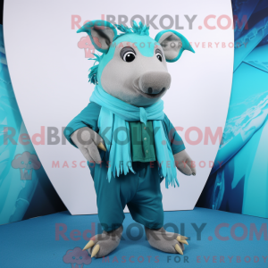 Cyan villsvin maskot drakt...