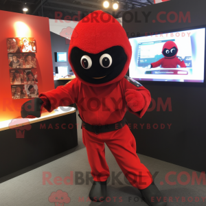 Rød Ninja maskot kostume...