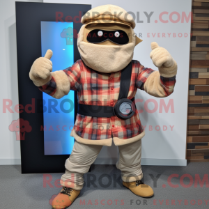 Tan Ninja maskot kostume...