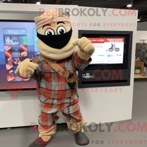 Tan Ninja mascot costume...
