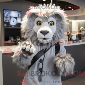 Gray Lion mascot costume...