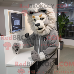 Gray Lion mascot costume...