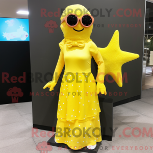 Gul Starfish maskot kostume...