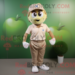Beige eplemaskotkostyme...