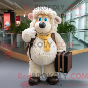 Cream Suffolk Sheep mascot...