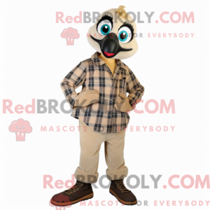 Beige pauw mascottekostuum...