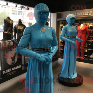 Cyan Gi Joe mascot costume...