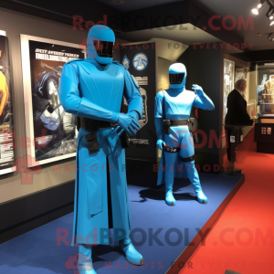 Cyan Gi Joe mascot costume...