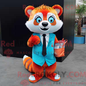 Cyan Red Panda Maskottchen...