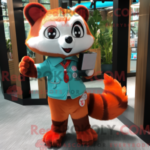 Cyan rød panda maskot...