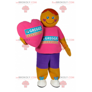 Mascotte de bonhomme avec les joues en cœur - Redbrokoly.com