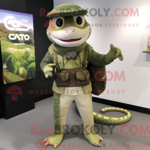 Olive Python maskot kostym karaktär klädd med en Capri Pants och Messenger väsker - Python Mascots - RedBrokoly.com