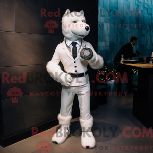 White Dog mascot costume...