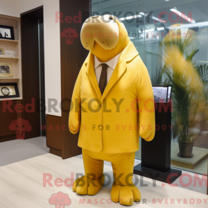 Gul hvalross maskot drakt...