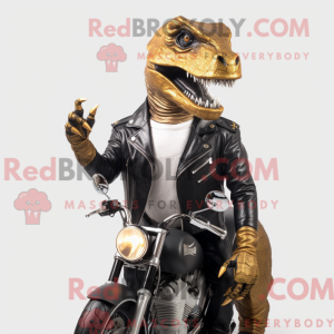 Guld Tyrannosaurus maskot...