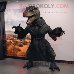 Sort Utahraptor maskot...
