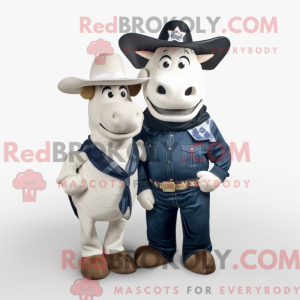 Navy Hereford Cow maskot...