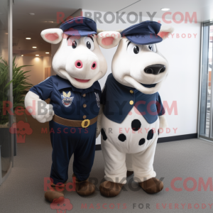 Navy Hereford Cow maskot...