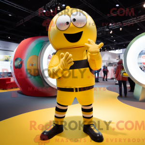 Yellow Rugby Ball mascot...