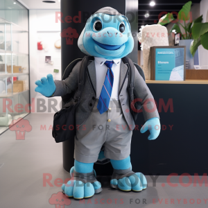 Cyan Turtle maskot kostume...