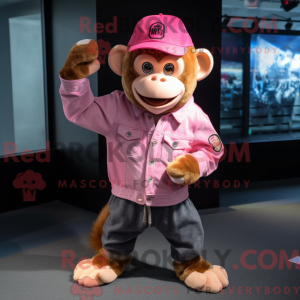 Roze aap mascottekostuum...