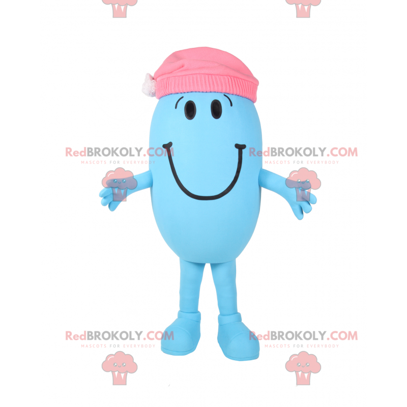 Smiling snowman mascot with pink cap - Redbrokoly.com