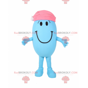 Lächelndes Schneemannmaskottchen mit rosa Kappe - Redbrokoly.com