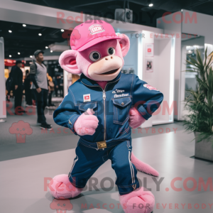 Roze aap mascottekostuum...