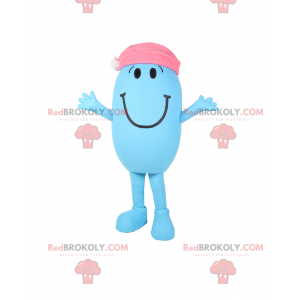 Smiling snowman mascot with pink cap - Redbrokoly.com