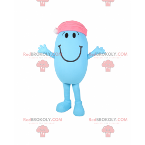 Lächelndes Schneemannmaskottchen mit rosa Kappe - Redbrokoly.com