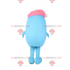 Smiling snowman mascot with pink cap - Redbrokoly.com