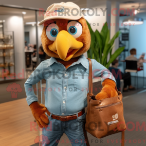 Brun kylling maskot kostume...