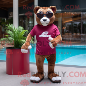 Maroon Puma maskot kostume...