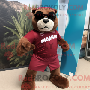Maroon Puma mascot costume...