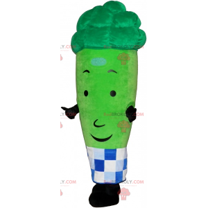 Mascote de brócolis com avental xadrez - Redbrokoly.com