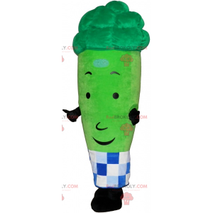 Mascotte de brocoli avec tablier a carreaux - Redbrokoly.com