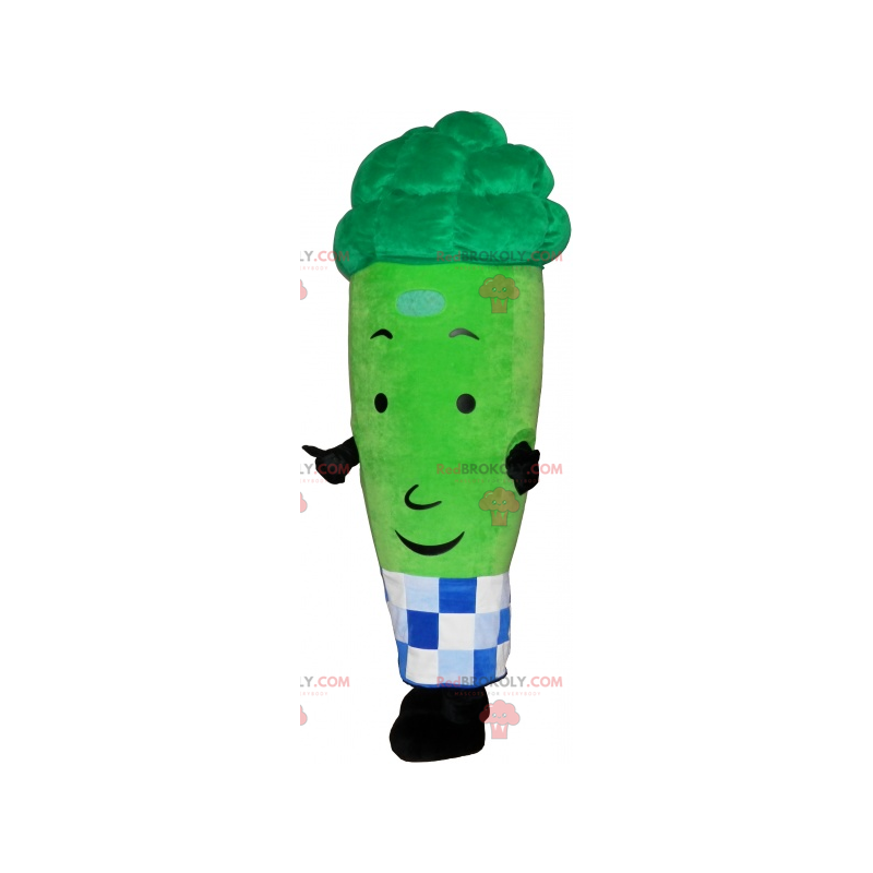 Broccoli mascot with checkered apron - Redbrokoly.com