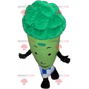 Mascotte de brocoli avec tablier a carreaux - Redbrokoly.com