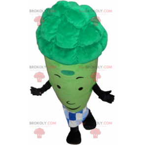 Mascotte de brocoli avec tablier a carreaux - Redbrokoly.com