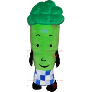 Mascotte de brocoli avec tablier a carreaux - Redbrokoly.com