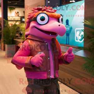 Magenta laks maskot kostyme...