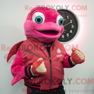 Magenta laks maskot kostyme...