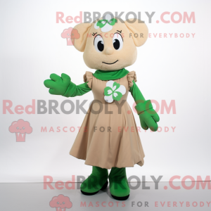 Tan Four Leaf Clover maskot...