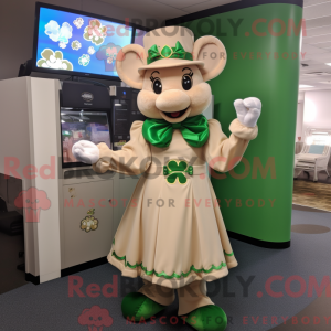 Tan Four Leaf Clover maskot...