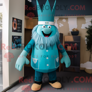 Teal King mascottekostuum...