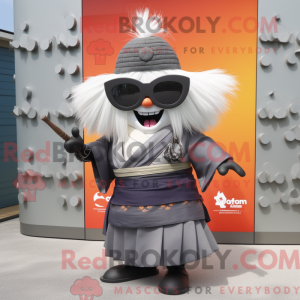Gray Samurai mascot costume...