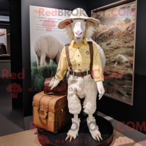 Fantasia de mascote de Bode Boer Bege com macacão e bolsas - Mascotes Boer Goat - REBROKO_285547 - RedBrokoly.com