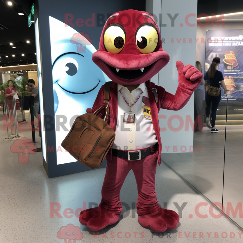 Maskotdräkt Python i rödbrunt med flared jeans och plånböcker - Python Mascots - REBROKO_285610 - RedBrokoly.com