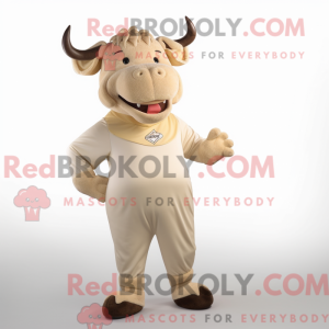 Beige Bull-maskotdraktfigur...