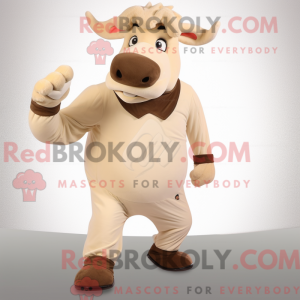 Beige Bull-mascottekostuum...